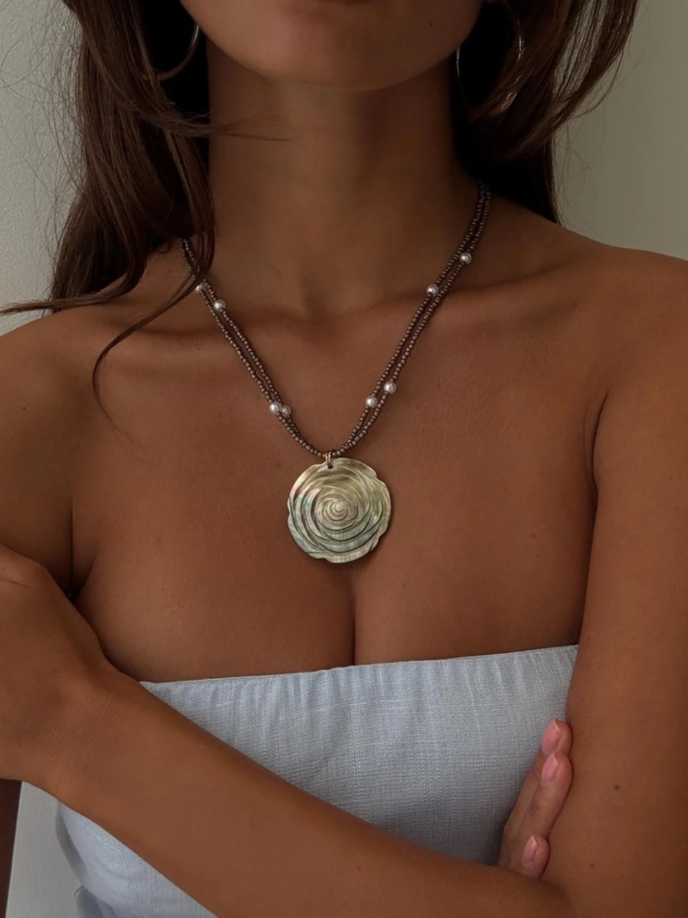 NWT Princess Polly Brown Beaded Pendant Necklace